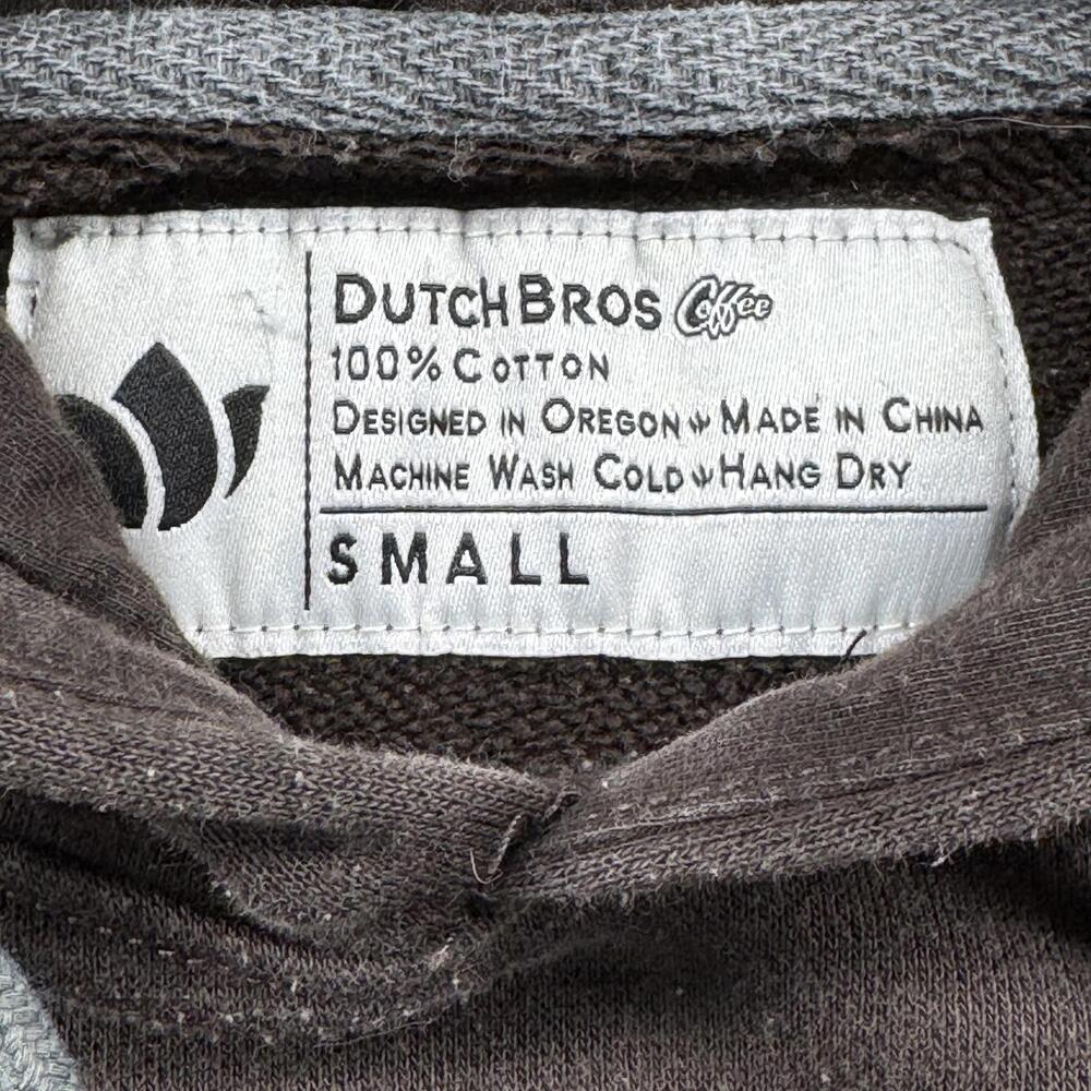 Dutch Bros Coffee Women's Brown Hoodie With Smiley Face Sweatshirt Small View 6